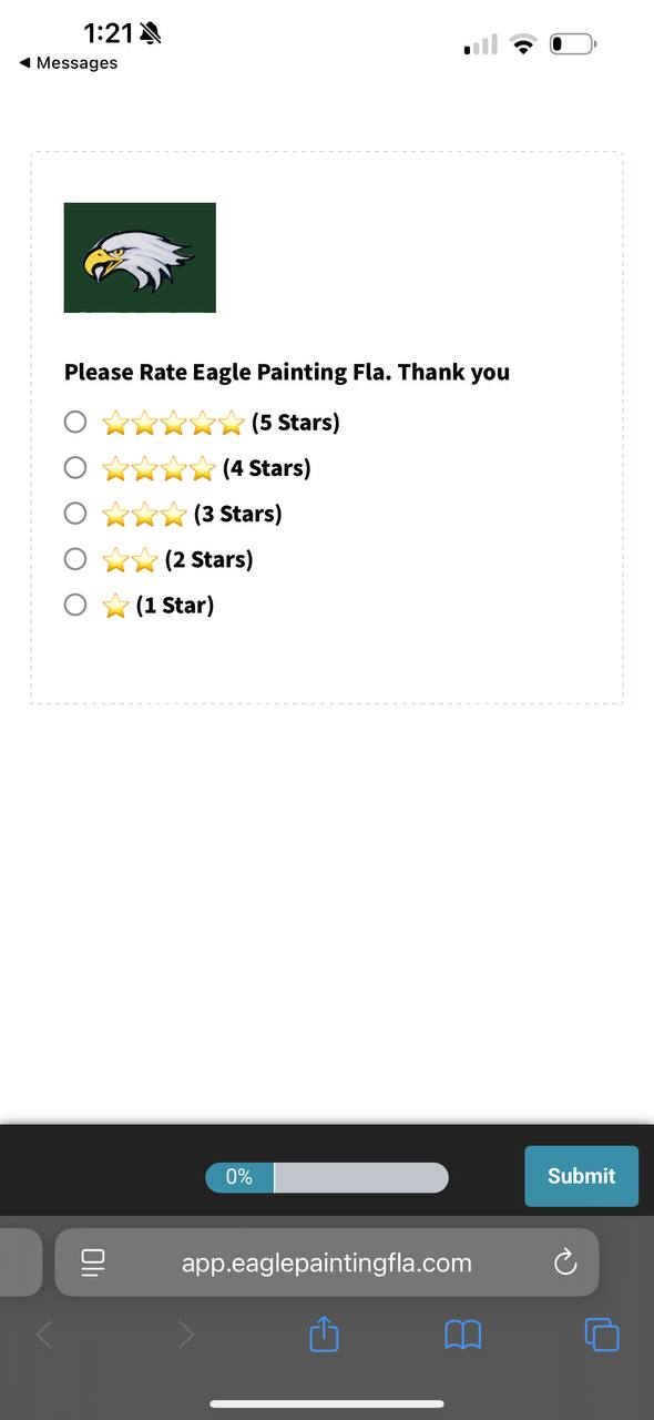Rating gatekeeper - customer selects stars