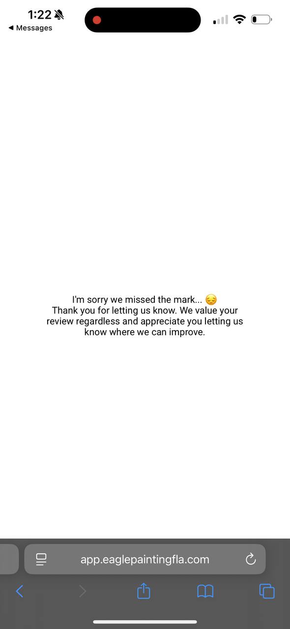 Low rating caught - internal feedback